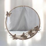 Ornate Butterfly Wall Mirror – Shabby Chic Rustic Gold Metal & Glass Frame for Bedroom, Living Room & Hallway