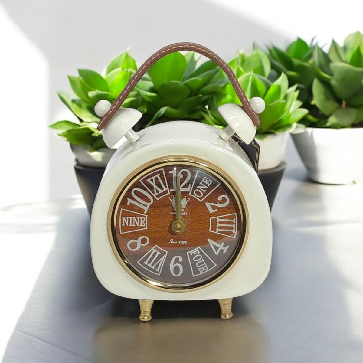 AcaciaHome Modern Round Mantel Clock – Stylish Mid-Century Tabletop Timepiece for Bedroom, Hallway or Living Room