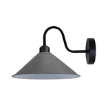 Vintage Swan Neck Wall Light with Cone Shade and E27 Socket – Dimmable Indoor Wall Sconce, Grey