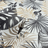 Arthouse Jungle Wall Vinyl Wallpaper with Palm Print & Gold Highlights – Paste the Paper, Black and Gold