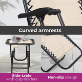 Neo Zero Gravity Chairs and Side Table Set – Folding, Reclining, Beige