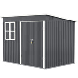 Outsunny 8.5x6ft Galvanised Steel Garden Shed with Foundation Kit, Window & Vents – Lockable Storage, Dark Grey