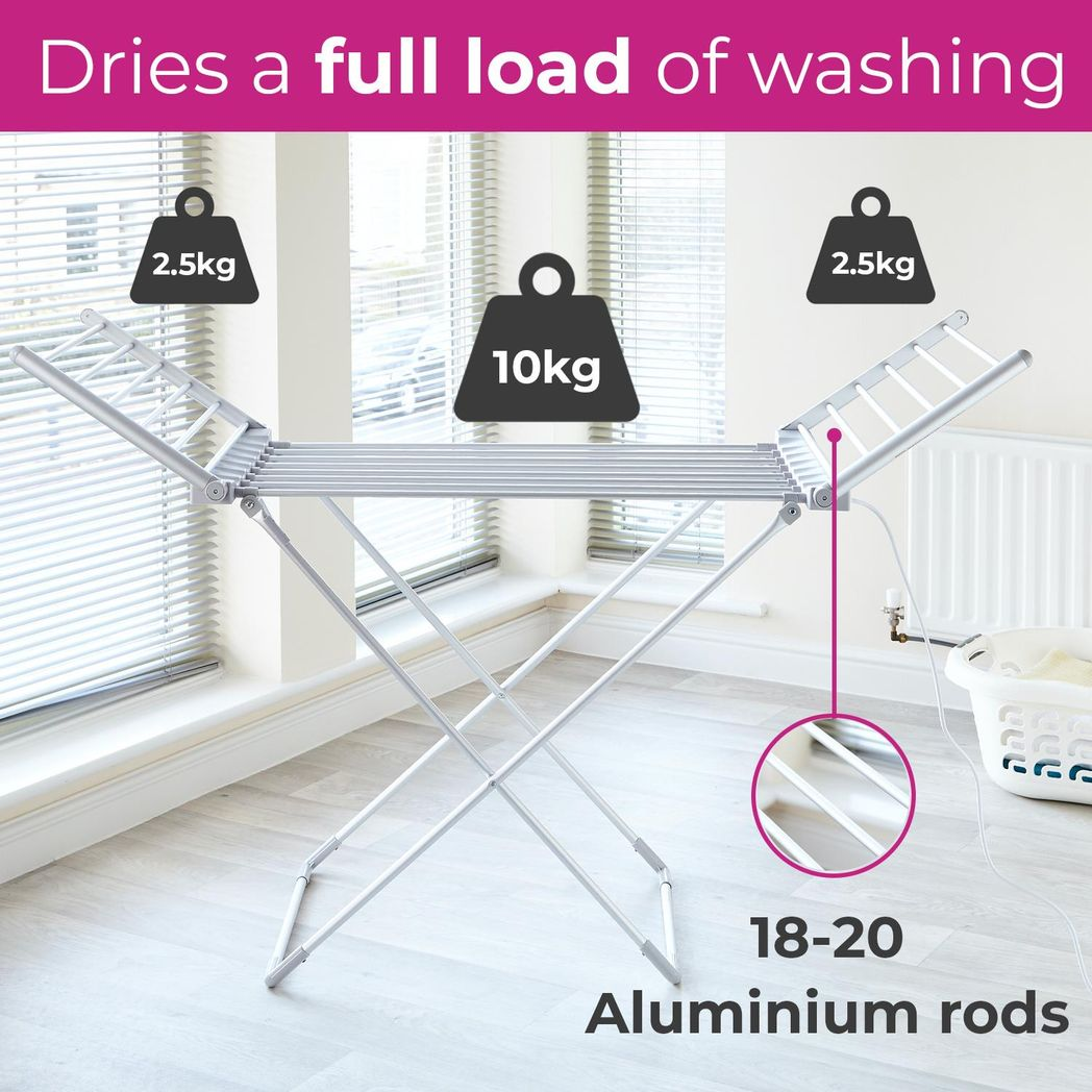 Neo Electric Heated Winged Clothes Airer Drying Rack – Fold-Out Wings, Energy-Efficient Indoor Laundry Dryer