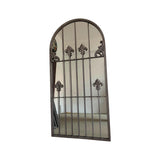 AcaciaHome Framed Arched Wall Mirror, 120cm with Rust-Finish Iron Frame & Floral Design – Indoor or Outdoor