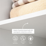 Rolling Open Wardrobe with Aluminium Hanging Rail & 3 Shelves – Mobile Bedroom Clothes Storage, White