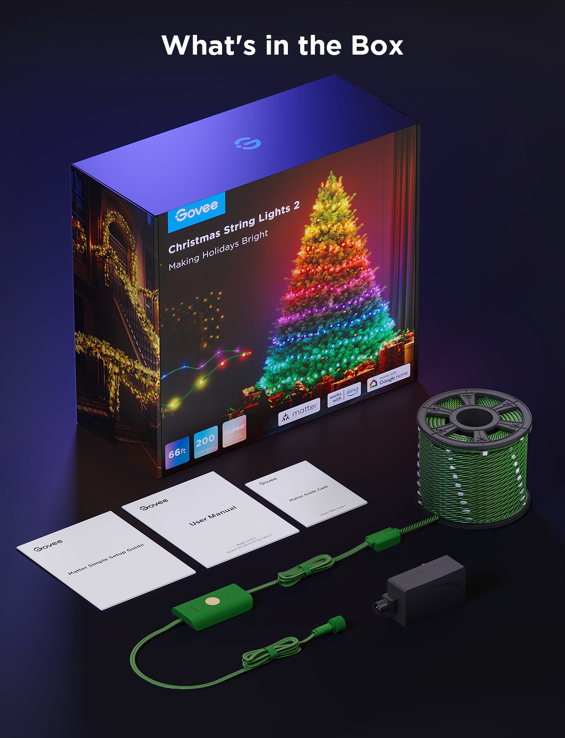 Govee Christmas String Lights RGBICW, 20m IP65 – 130+ Preset Modes with Music Sync