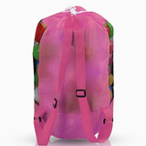 Doodle Nylon Toy Storage Bag and Play Mat with Drawstring – Foldable Kids Toy Organiser, Pink