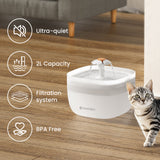 PawQuench Quiet Pet Water Fountain, 2L with 360° Waterfall Flow & 4-Stage Filtration – For Cats and Dogs