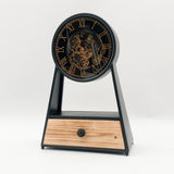 AcaciaHome Black & Gold Mantel Gear Clock with Silent Sweep Moving Gears – Mid-Century Modern Metal Design