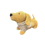 Modern Fabric Dog Doorstop, 22 x 27 x 17cm – Weighted Free Standing Animal Door Wedge, Brown or Grey