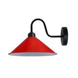Red Cone Wall Light with Swan Neck Arm, E27 Base & Black Sconce – Dimmable Vintage Indoor Wall Lamp