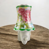 Plug-In LED Night Light with Floral Ceramic Body and On/Off Switch – Decorative Lighting for Bedrooms and Hallways