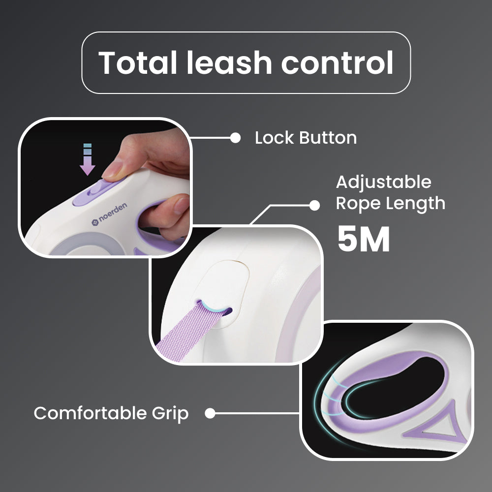 Flexi Retractable Dog Leash with 3 LED Light Settings, 5m Length – Night Walk Lead for Dogs up to 50kg
