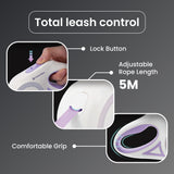 Flexi Retractable Dog Leash with 3 LED Light Settings, 5m Length – Night Walk Lead for Dogs up to 50kg