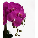 Leaf 85cm Artificial Deluxe Bush Orchid with 56 Dark Pink Flowers – Table Centrepiece in Plastic Pot