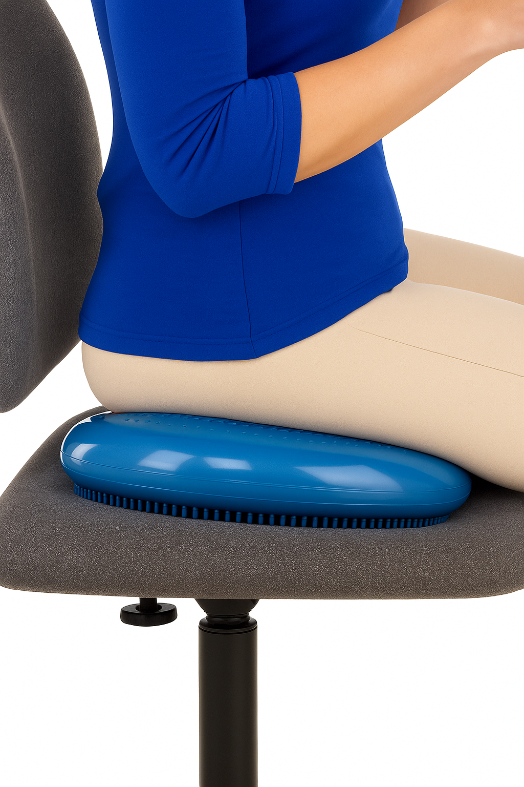 Anti-Fatigue Posture Cushion with Massage Spikes, Inflatable PVC, 33cm – Blue