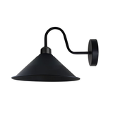 Vintage Swan Neck Wall Light, Cone Shade, E27 Socket – Dimmable Indoor Wall Sconce, Black