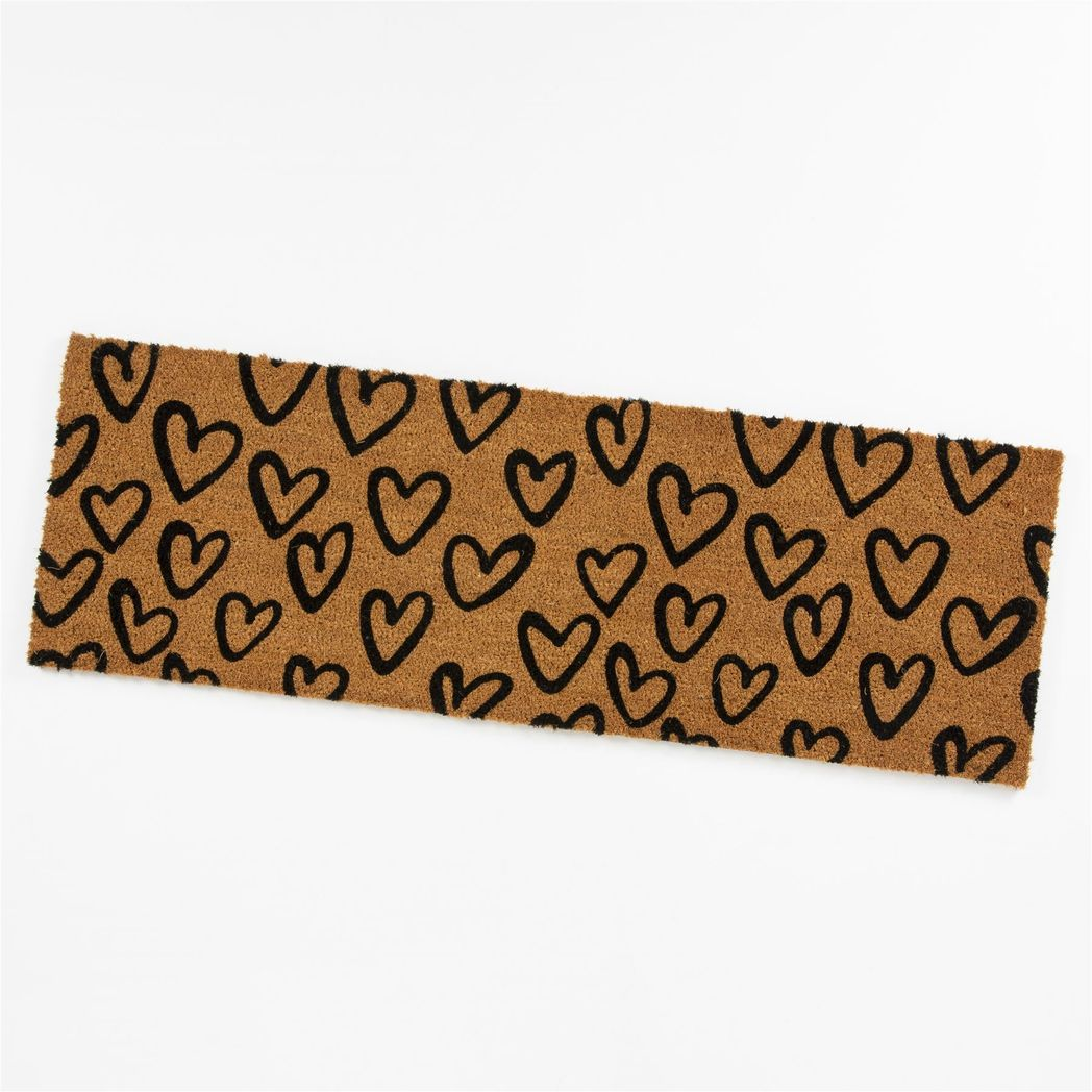 Astley Hand-Drawn Hearts Coir Doormat, 40 x 120cm