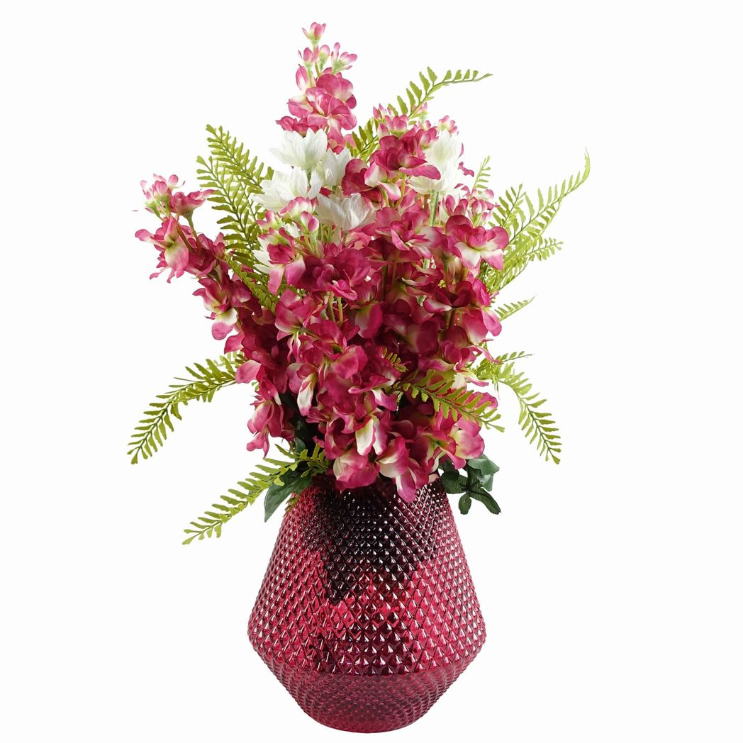 Leaf Design UK Pack of 6 Artificial Delphinium Stems with Silk Petals – 75cm Floral Decor, Dark Pink