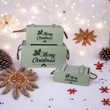 AcaciaHome Vintage Wooden Merry Christmas Storage Crate Set with Sturdy Handles – Festive Rustic Decor