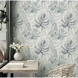 Arthouse Chalky Tropical Vinyl Wallpaper with Delicate Foliage – Paste the Wall Feature Wall, Soft Navy