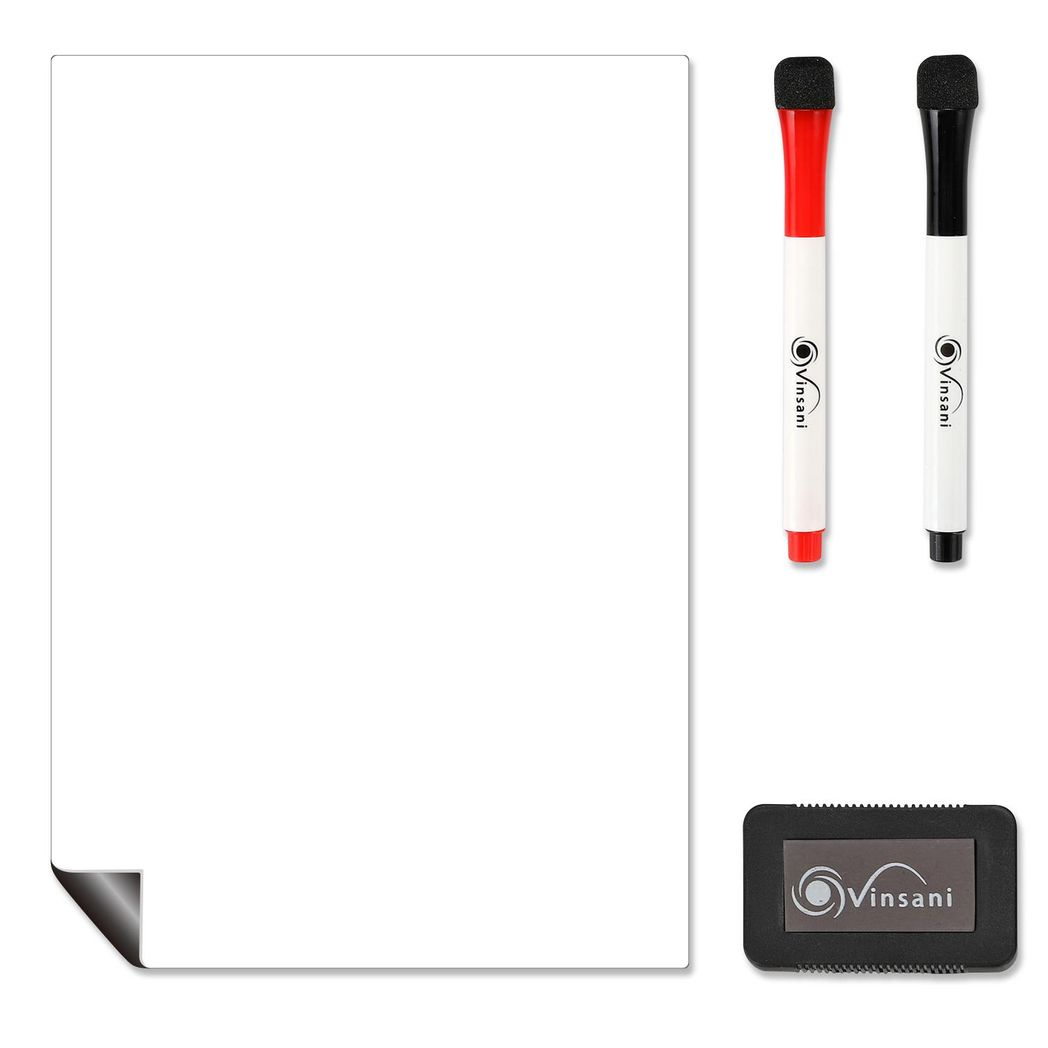 Vinsani A4 Magnetic Whiteboard with 2 Dry Wipe Markers and Eraser – Home & Office Planner, Notes Board