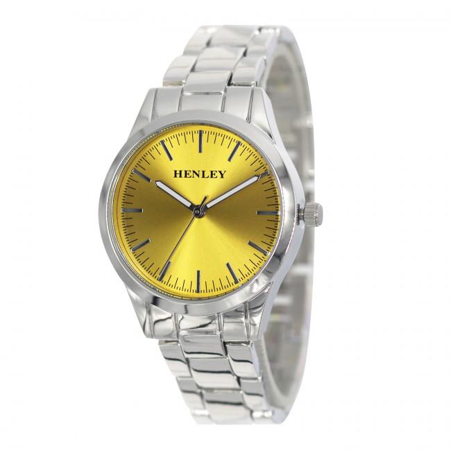 Henley Ladies Watch – Yellow Sunray Dial, Silver Bracelet