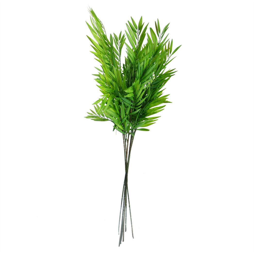 Pack of 6 Artificial Bamboo Fern Stems, 85cm with Realistic Plastic Leaves – Home Greenery Decor