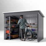 Outsunny 8.5x6ft Galvanised Steel Garden Shed with Foundation Kit, Window & Vents – Lockable Storage, Dark Grey