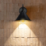Vintage Cone Wall Light with Swan Neck Arm & E27 Socket – Dimmable Metal Sconce, Black and Gold