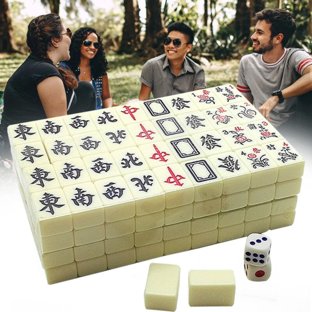 Mini Chinese Mahjong Set with 146 Tiles & Case Box – Traditional Travel Mah-Jong Game for Family Gatherings