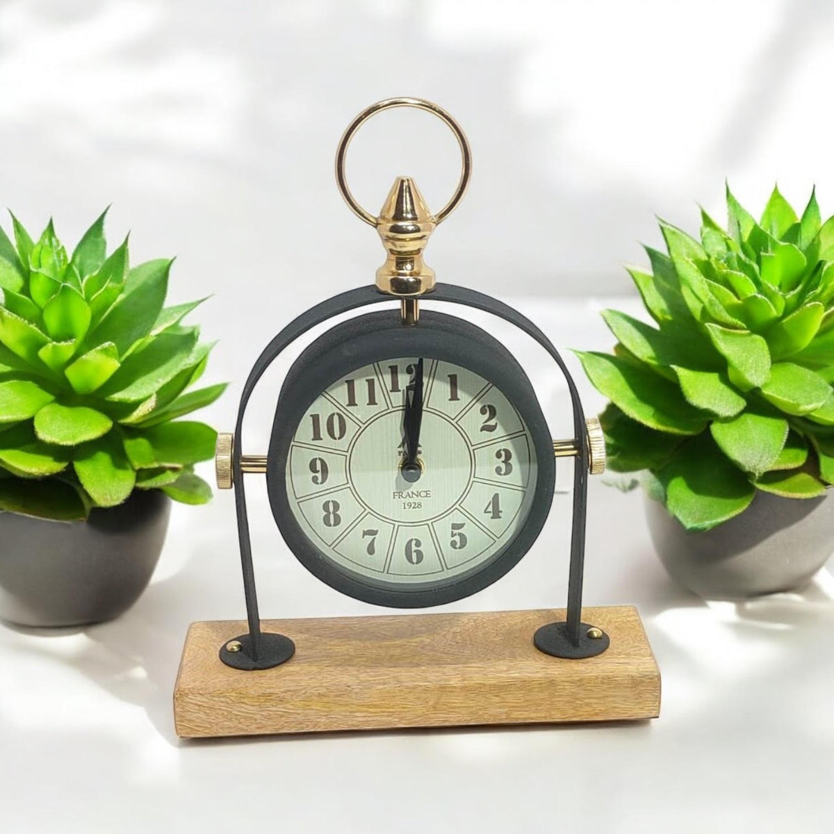 Silent Sweep Black Mantel Clock with Easy-to-Read Face – Quiet Tabletop Timepiece for Bedroom & Office