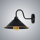 Vintage Swan Neck Wall Light with Cone Shade and E27 Socket – Dimmable Indoor Wall Sconce, Black and Gold