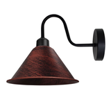 Vintage Cone Wall Light with Swan Neck and E27 Socket – Dimmable Indoor Sconce, Rustic Red