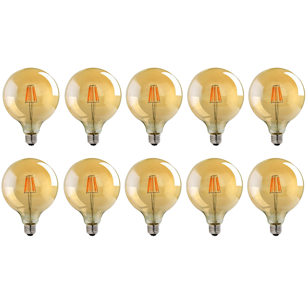 Ledsone 10 Pack G125 Vintage Edison LED Bulbs, 8W E27 – Dimmable Amber Glass, Warm White 2700K