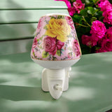 Plug-In LED Night Light with Pink and Yellow Floral Ceramic Body and On/Off Switch – Decorative Lighting for Bedrooms