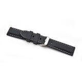 DK Black Silicone Watch Strap with White Stitching, Ref 8201/24
