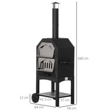 Outsunny Stainless Steel Charcoal Pizza Oven with Thermometer, Chimney & Wheels – Outdoor Garden Oven