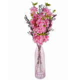 49cm Tall Pink Square Glass Vase – Statement Floral Display, Pink