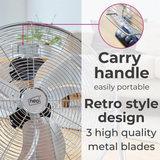 Neo 16 Inch High Velocity Chrome Metal Floor Fan with Adjustable Tilt – Home, Gym & Workshop Cooling