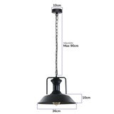 Vintage Industrial Burgundy Pendant Light with 36cm Bowl Metal Shade – Hanging Lamp for Kitchen & Dining