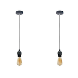 LEDSONE 2 Pack Industrial Grey Pendant Light Fitting with E27 Lampshade Holder and 95cm Adjustable Cable