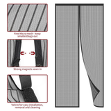 VINSANI Magnetic Insect Door Screen Curtain – Fly and Mosquito Barrier for Doorways, Black