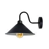 Black Cone Wall Light with Swan Neck Arm and E27 Base – Dimmable Vintage Indoor Wall Sconce