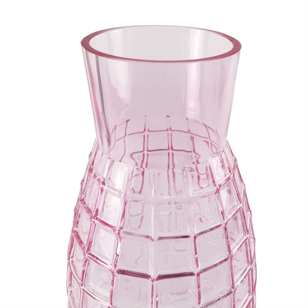 49cm Tall Pink Square Glass Vase – Statement Floral Display, Pink