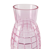 49cm Tall Pink Square Glass Vase – Statement Floral Display, Pink