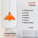 Orange Dome Metal Pendant Shades, 21cm – 2 Pack