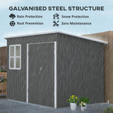 Outsunny 8.5x6ft Galvanised Steel Garden Shed with Foundation Kit, Window & Vents – Lockable Storage, Dark Grey