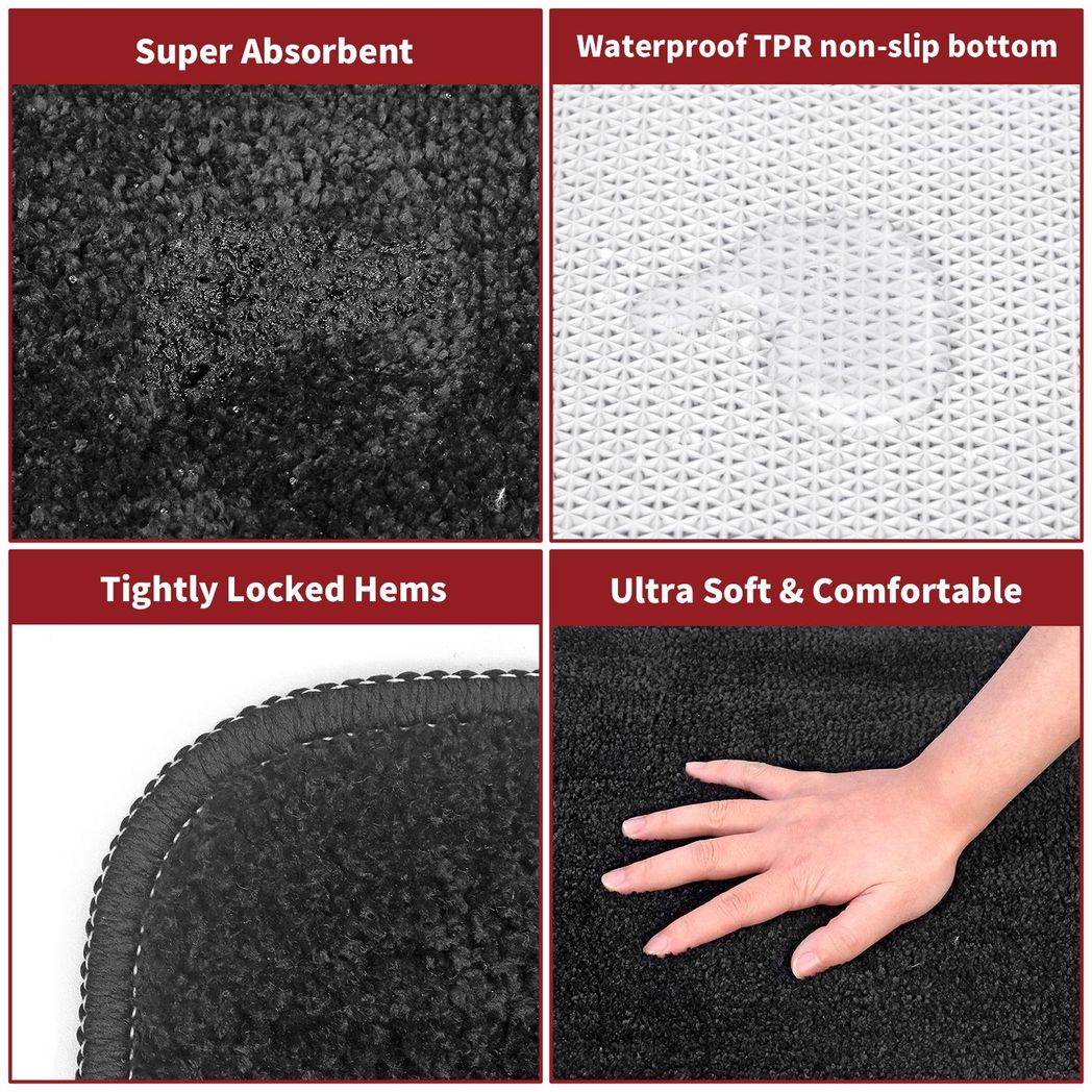 Vinsani Ultra Soft Microfibre Bath Mat 60x90cm – Dense, Fluffy Bathroom Mat, Dark grey