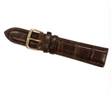DK Classic Dark Brown Padded Crocodile Leather Watch Strap, 20mm – Replacement Band for Everyday Wear